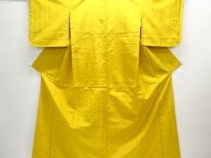 未使用品　井桁絣に花模様織り出し手織り紬着物・道行コートアンサンブル